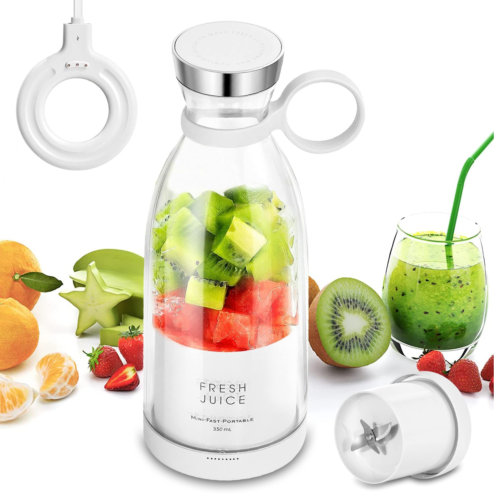 Portable Wireless Juicer Blender – 350ml Electric Fresh Juice & Smoothie Maker for Fruit, Milkshakes & Smoothies