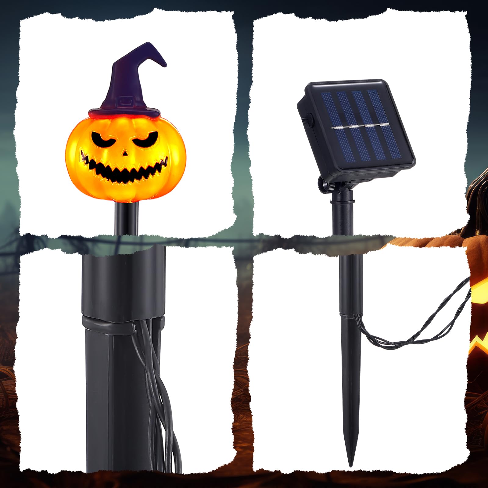 6-Pack Halloween Solar Stake Lights – Skull, Pumpkin & Ghost Outdoor Garden Decor