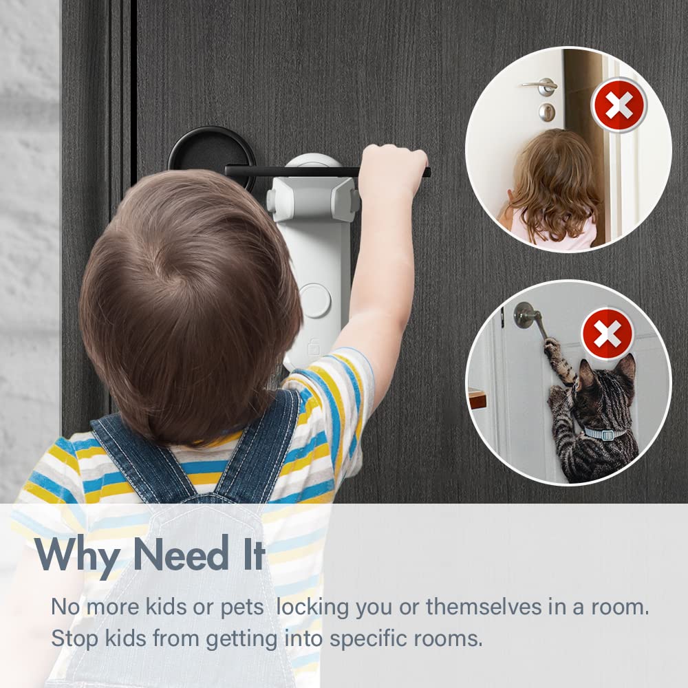 Child Safety Door Lever Lock – No-Drill Door Handle Lock for Babies, Kids & Pets