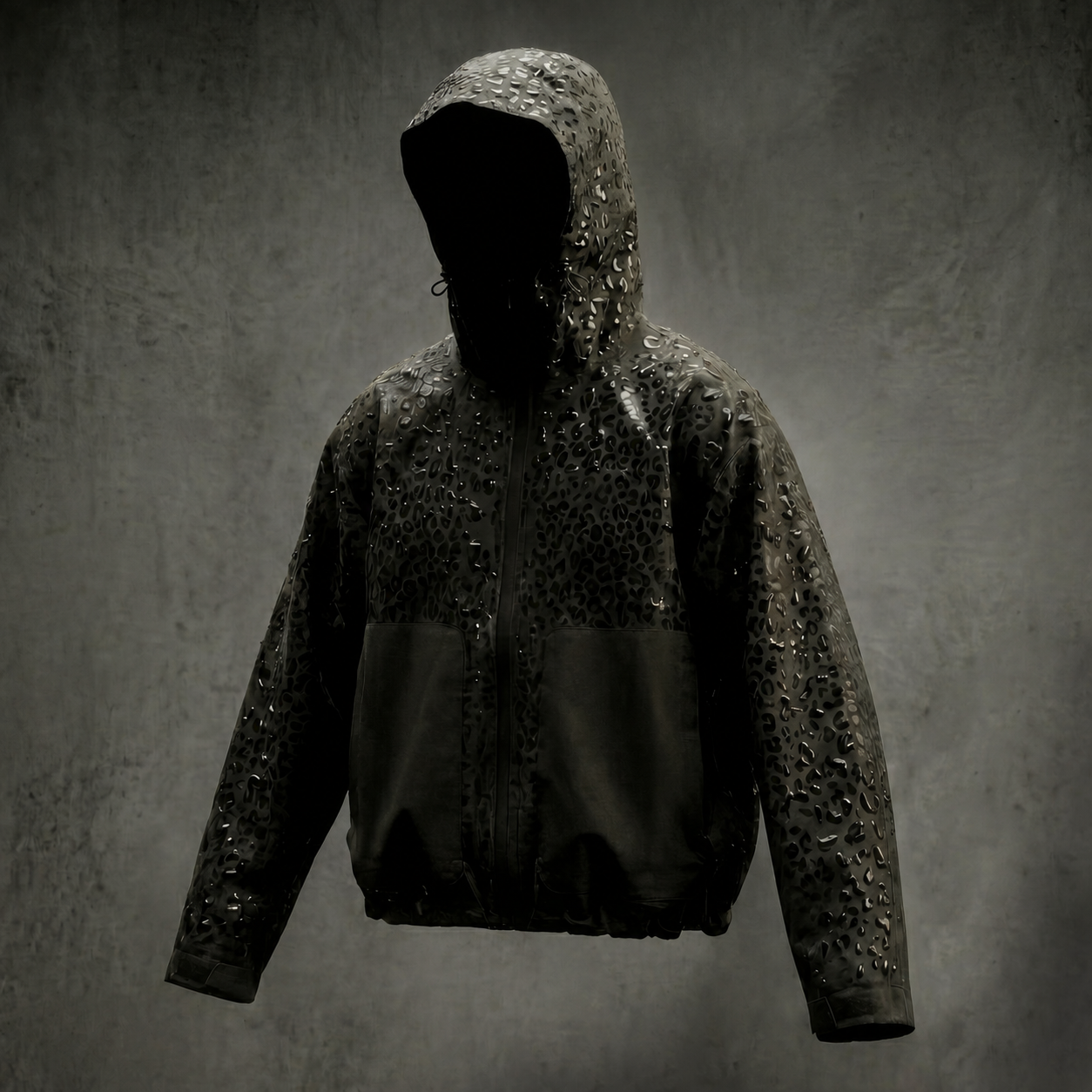 Water Reactive Cheetah Rain Jacket - Black - 8