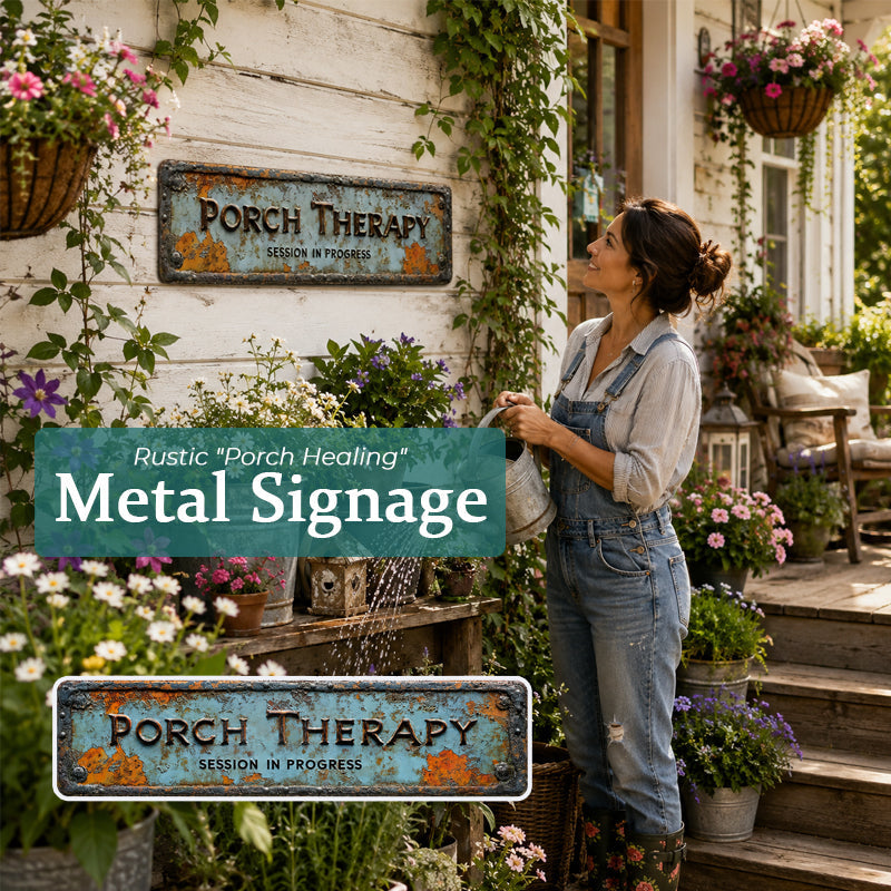 “Porch Therapy” Rustic Wall Sign