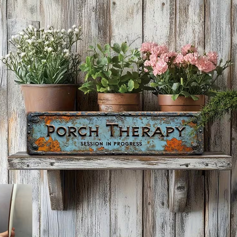 “Porch Therapy” Rustic Wall Sign