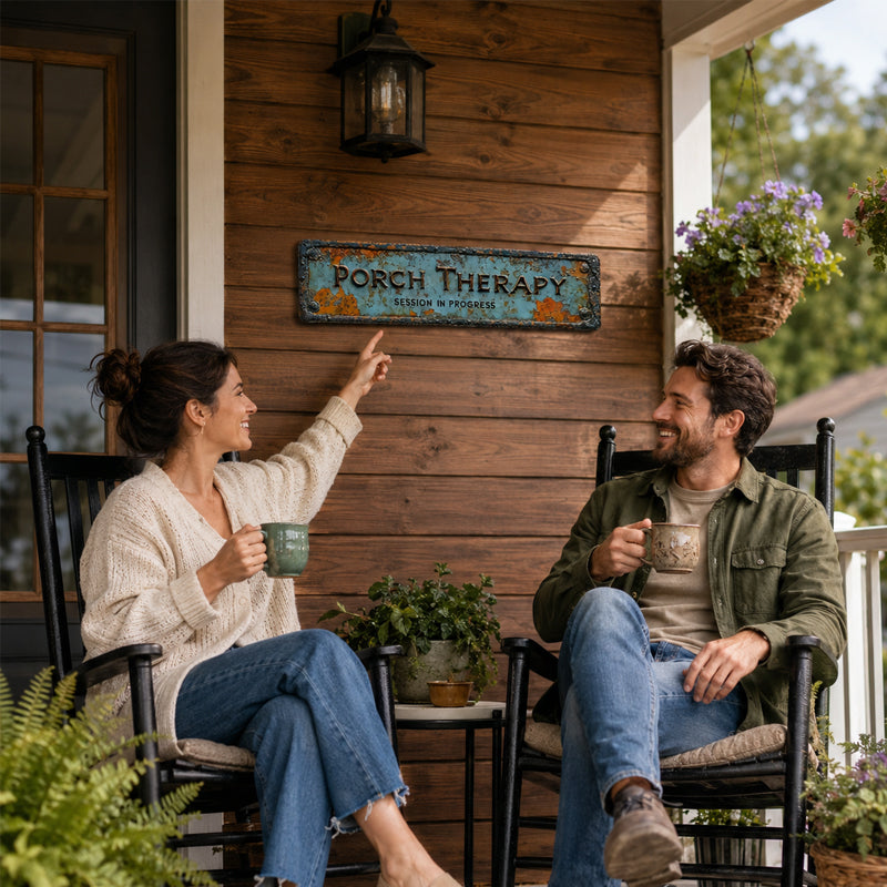 “Porch Therapy” Rustic Wall Sign