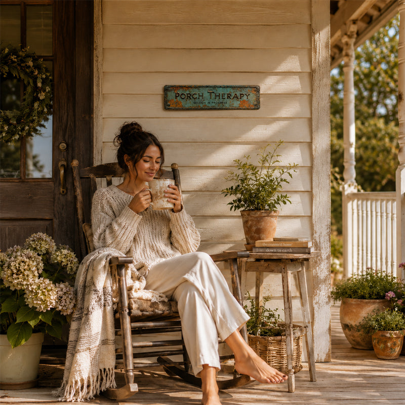 “Porch Therapy” Rustic Wall Sign