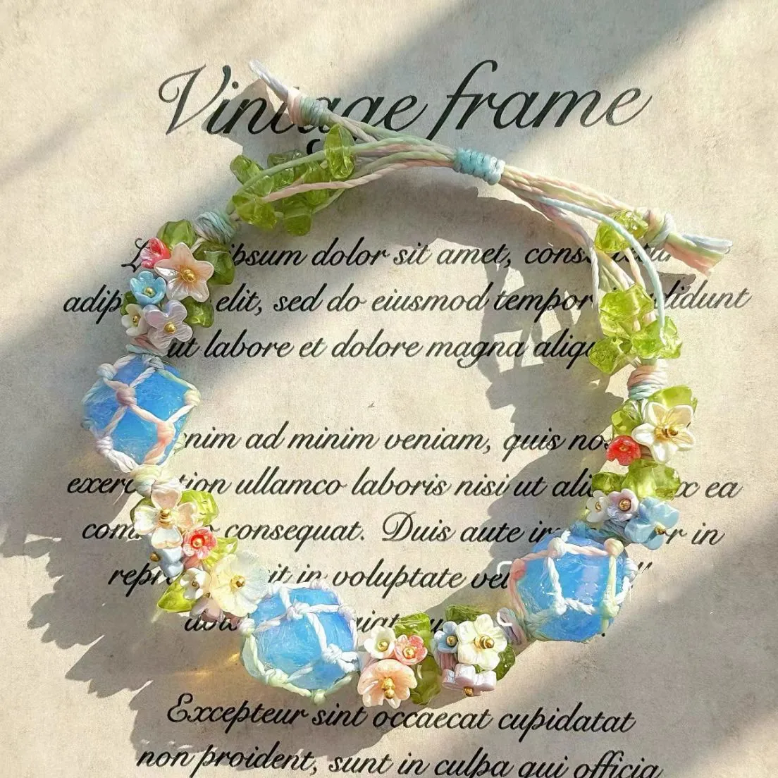 "Spring Garland Collection” Hand-Knotted Natural Crystal Bracelet