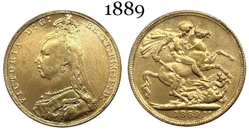 United Kingdom 1889 1 One Sovereign Victoria British 2nd Portraitb Gold Brass Metal Replica Coin Commemorative Medal,Historical Collectible Art Craft For Enthusiasts