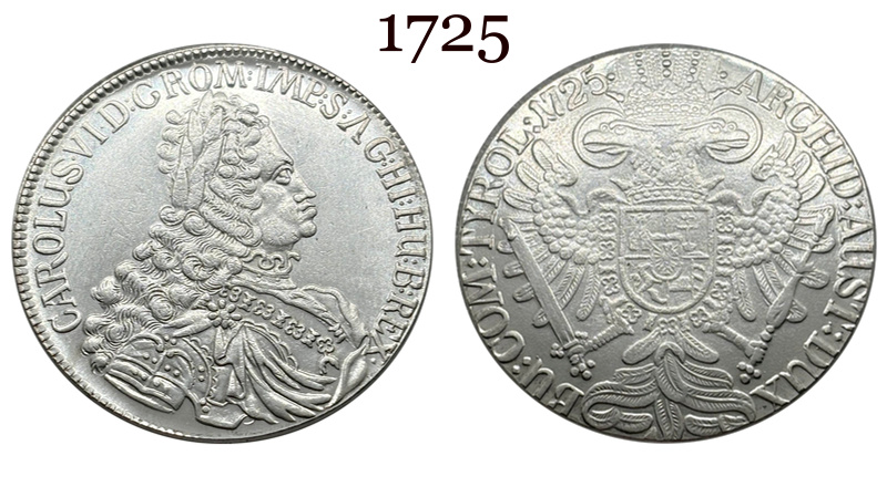 Austrian Empire One 1 Thaler 1719 1720 1721 1724 1725 1730 1734 Charles VI Hall Silver Plated Metal Replica Coin Commemorative Medal,Historical Collectible Art Craft For Enthusiasts