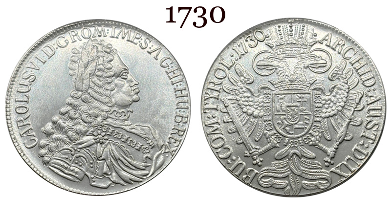 Austrian Empire One 1 Thaler 1719 1720 1721 1724 1725 1730 1734 Charles VI Hall Silver Plated Metal Replica Coin Commemorative Medal,Historical Collectible Art Craft For Enthusiasts