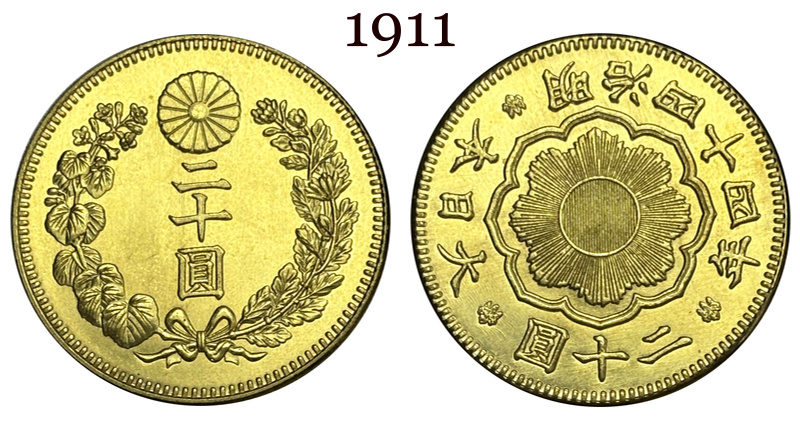 Japan 20 Yen Taisho Meiji 1897 1903 1904 1905 1906 1907 1908 1909 1910 1911 1912 1913 1914 1915 1916 1917 1918 1919 1920 Gold Brass Metal Replica Coin Commemorative Medal,Historical Collectible Art Craft For Enthusiasts