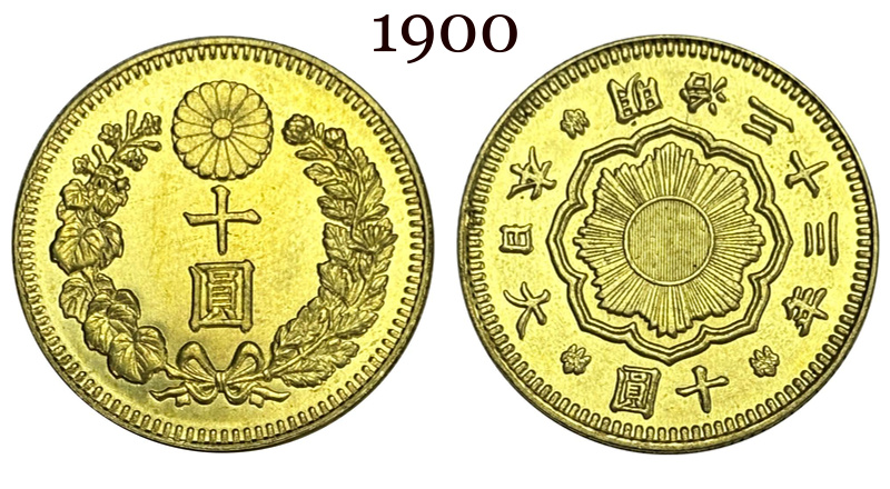Great Japan 10 Yen Year Meiji 1897 -1909 10 Pcs Package Sell Gold Brass Replica Coin Commemorative Medal,Historical Collectible Art Craft For Enthusiasts