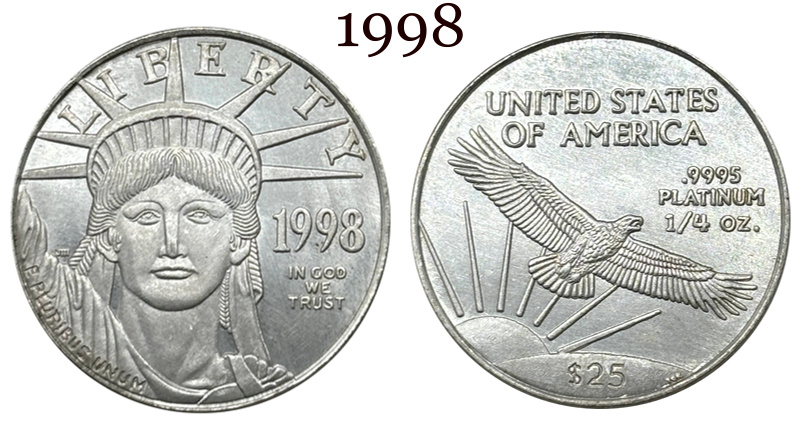 United States 1997-2004 16 Pcs Package Sell Liberty 25 Dollars American Platinum Eagle US Silver Plated Replica Coin Commemorative Medal,Historical Collectible Art Craft For Enthusiasts