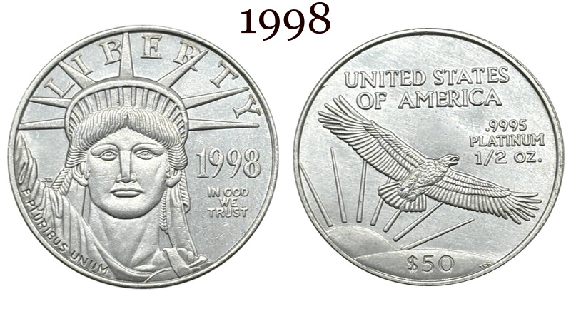 United States 1997-2004 16 Pcs Package Sell Liberty 50 Dollars American Platinum Eagle US Silver Plated Replica Coin Commemorative Medal,Historical Collectible Art Craft For Enthusiasts