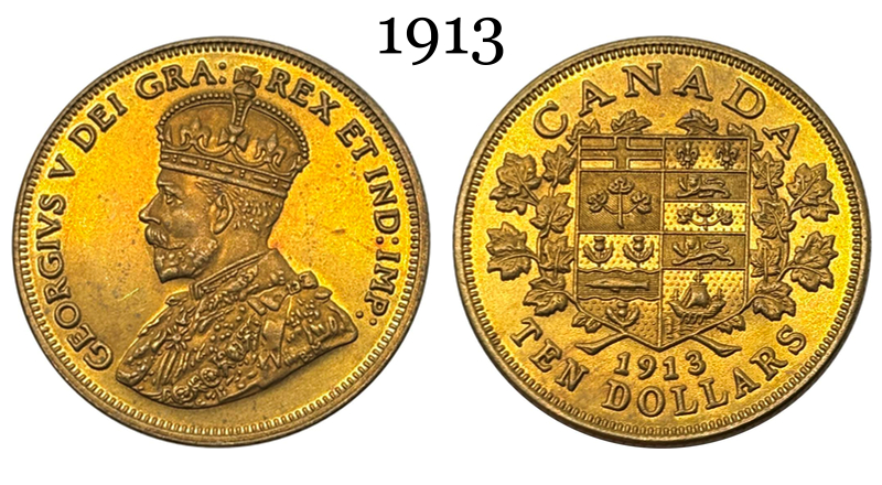 Canada 1913 10 Dollars George V Brass Metal Replica Coin Commemorative Medal,Historical Collectible Art Craft For Enthusiasts