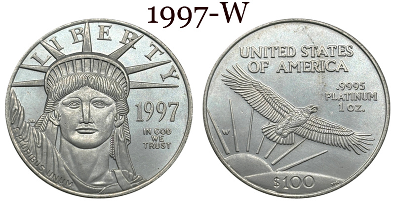 United States 1997-2004 16 Pcs 1997-2004 8 Pcs 1997-2004 W 8 Pcs Liberty 100 Dollars American Platinum Eagle US Silver Plated Replica Coin Commemorative Medal,Historical Collectible Art Craft For Enthusiasts