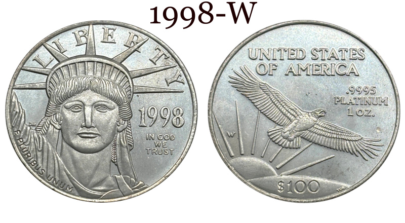 United States 1997-2004 16 Pcs 1997-2004 8 Pcs 1997-2004 W 8 Pcs Liberty 100 Dollars American Platinum Eagle US Silver Plated Replica Coin Commemorative Medal,Historical Collectible Art Craft For Enthusiasts