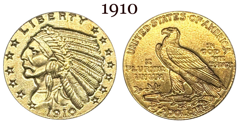 United States 1908 - 1929 15 Pcs Pack Sell 2.5 2½ Dollars USA Liberty Eagle US Brass Replica Coin Commemorative Medal,Historical Collectible Art Craft For Enthusiasts