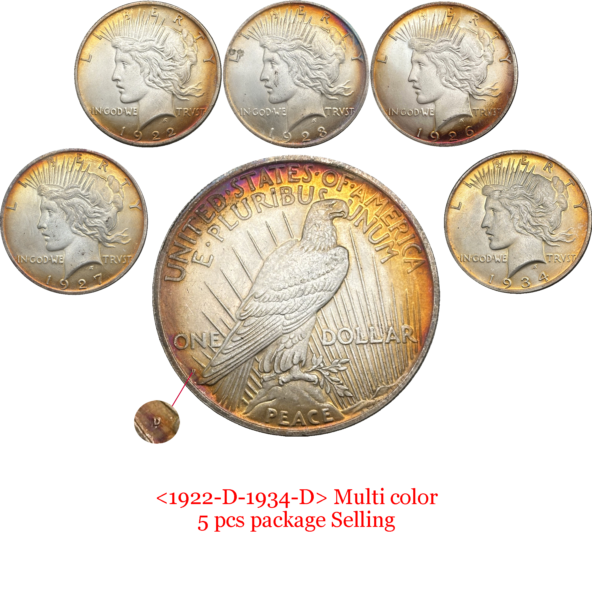 United States America US 1921- 1935 24 Pcs 1921-1935  No Mint 10 Pcs 1921-1935 D 5 Pcs 1921-1935 S 9 Pcs Sell 1 One Peace Dollar Liberty Silver Plated Replica Coin Commemorative Medal,Historical Collectible Art Craft For Enthusiasts