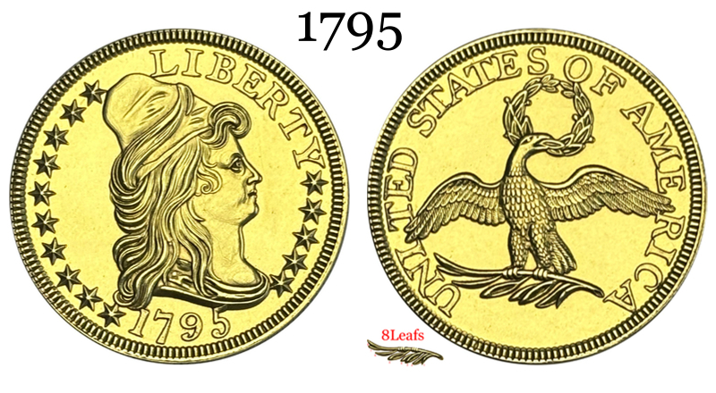 US 1795 -1804 United States 12 Pcs 10 Ten Dollars Liberty Capped Bust Eagle Gold Brass Metal Replica Coin Commemorative Medal,Historical Collectible Art Craft For Enthusiasts