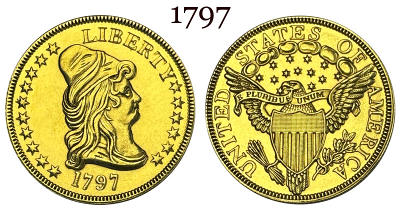 US 1795 -1804 United States 12 Pcs 10 Ten Dollars Liberty Capped Bust Eagle Gold Brass Metal Replica Coin Commemorative Medal,Historical Collectible Art Craft For Enthusiasts