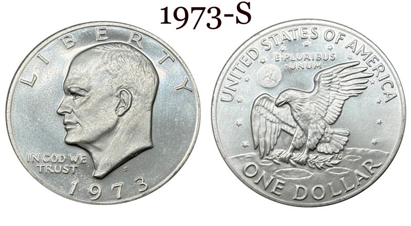 US 1971-1978 6 Pcs Sell United States 1 One Eisenhower Dollar Liberty In God We Trust America Silver Plated Replica Coin Commemorative Medal,Historical Collectible Art Craft For Enthusiasts