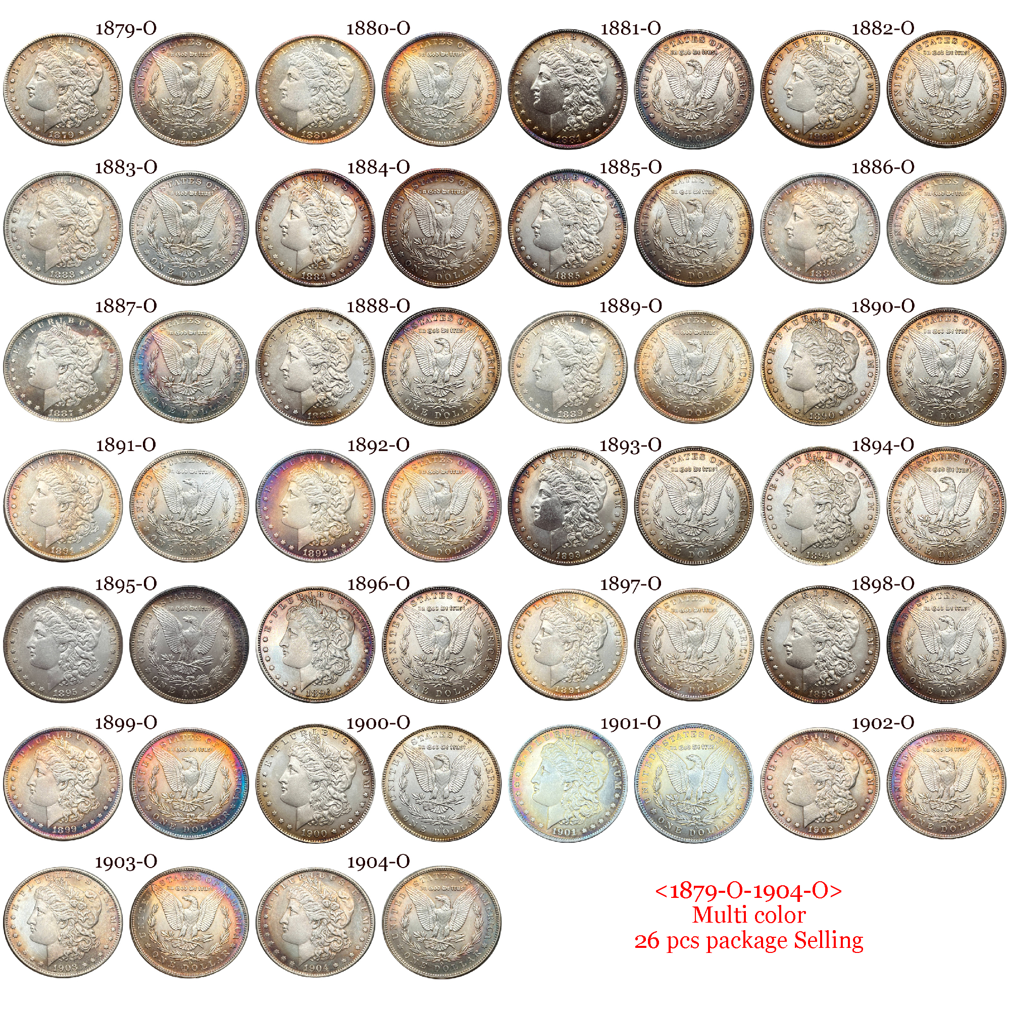 US 1878-1921 97 Pcs 1878-1921 No Mint 29 Pcs 1878 CC-1893 CC 13 Pcs 1879 O-1904 O 26 Pcs 1878 S-1921 S 28 Pcs United States America 1 One Dollar Morgan Silver Plated Replica Coin Commemorative Medal,Historical Collectible Art Craft For Enthusiasts