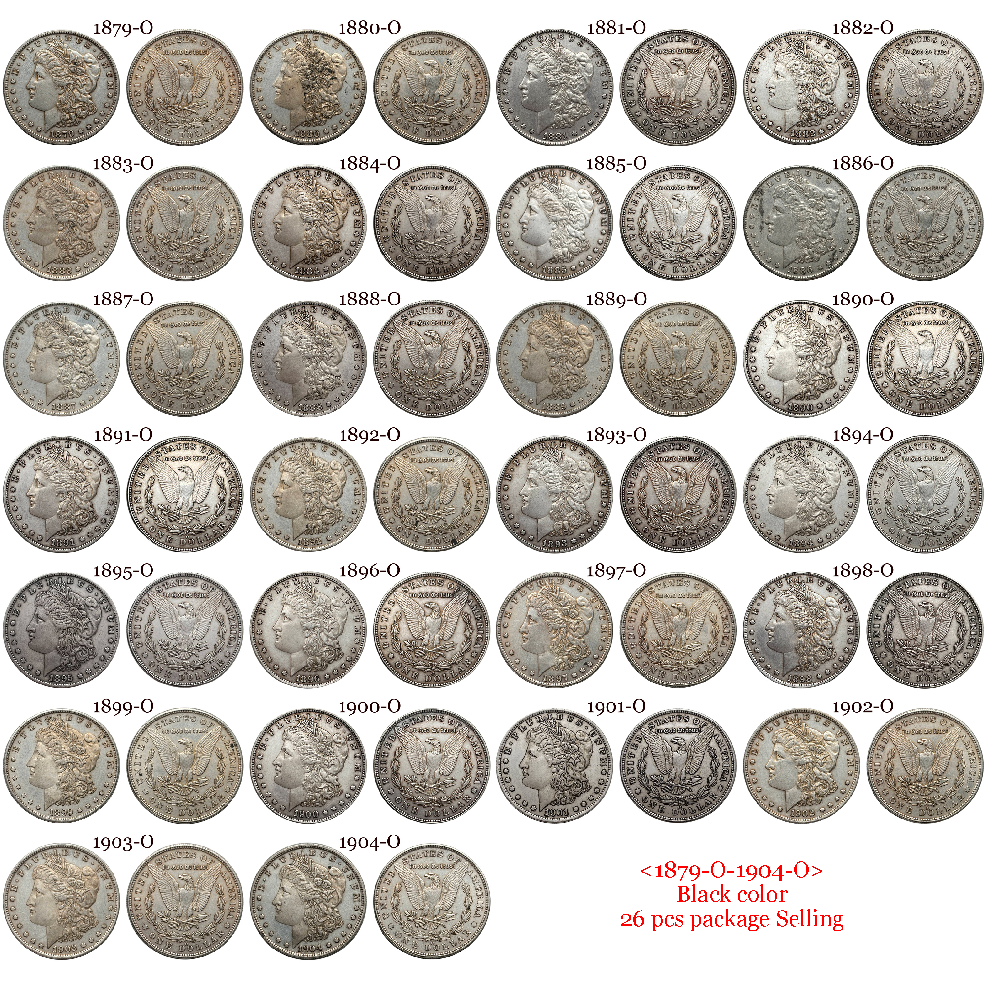 US 1878-1921 97 Pcs 1878-1921 No Mint 29 Pcs 1878 CC-1893 CC 13 Pcs 1879 O-1904 O 26 Pcs 1878 S-1921 S 28 Pcs United States America 1 One Dollar Morgan Silver Plated Replica Coin Commemorative Medal,Historical Collectible Art Craft For Enthusiasts