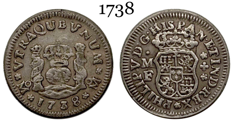 Mexico 1737 1738 Mo MF 1/2 Real Philip V New Spain Silver Plated Replica Coin Commemorative Medal,Historical Collectible Art Craft For Enthusiasts