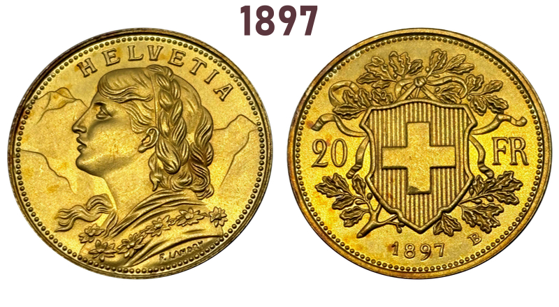 Switzerland Confederation gold Plated 20 Francs 1897 1898 1899 1900 1904 1905 1906 1925 1926 1927 1930 1935 1947 1949 LB Brass Metal Copy Commemorative Medal Collectible Coins,Historical Collectible Art Craft For Enthusiasts