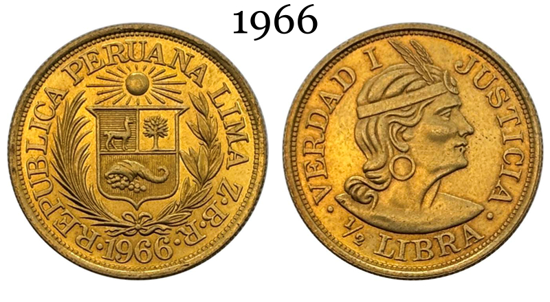 Peru 1966 1/2 Libra Trade Coinage Half Libra Brass Metal Replica Coin Commemorative Medal,Historical Collectible Art Craft For Enthusiasts