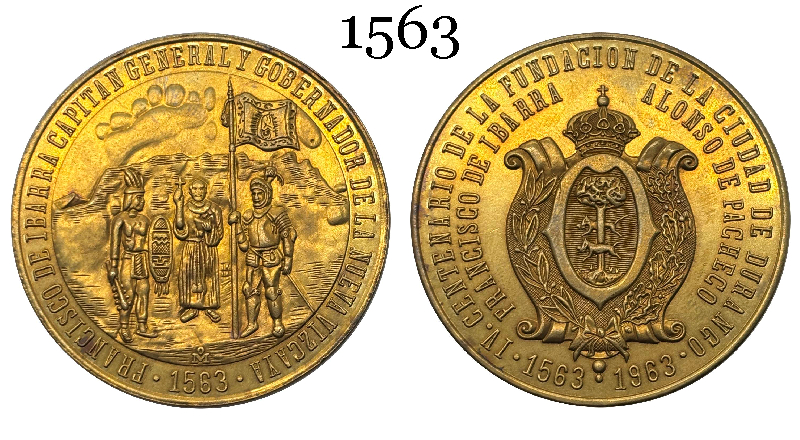 Mexico 1563 1963 City Of Durango Medal Gold Brass Metal Replica Coin Commemorative Medal,Historical Collectible Art Craft For Enthusiasts