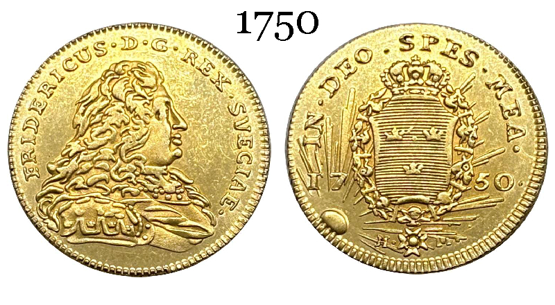 Sweden 1750 1 Ducat Frederick I Gold Brass Metal Replica Coin Commemorative Medal,Historical Collectible Art Craft For Enthusiasts