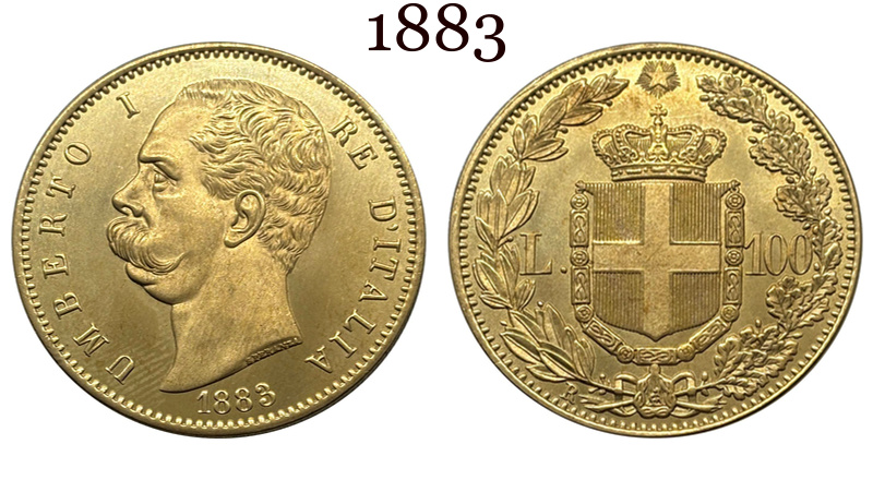 Italy 1883 1888 1891 100 Lire Umberto I Gold Brass Metal WW2 Moneda Replica Coin Commemorative Medal,Historical Collectible Art Craft For Enthusiasts
