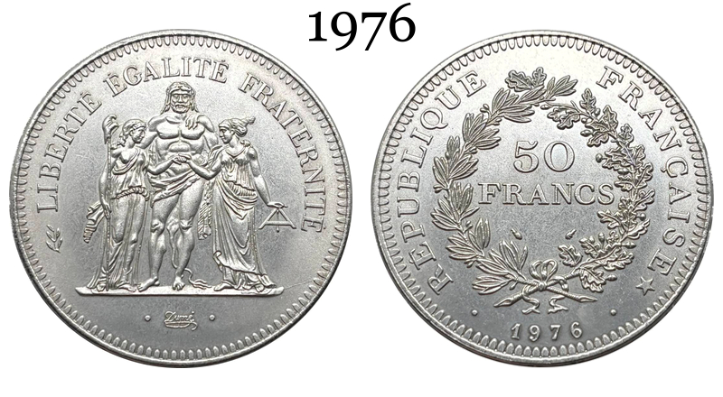 France 1974 1975 1976 1977 1978 1979 1980 50 Francs Hercule Silver Plated Replica Coin Commemorative Medal,Historical Collectible Art Craft For Enthusiasts