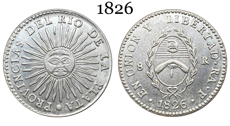 Argentina 1826 1827 1831 1835 1836 8 Reales Provincias del Rio de la Silver Plated Metal  Replica Coin Commemorative Medal,Historical Collectible Art Craft For Enthusiasts