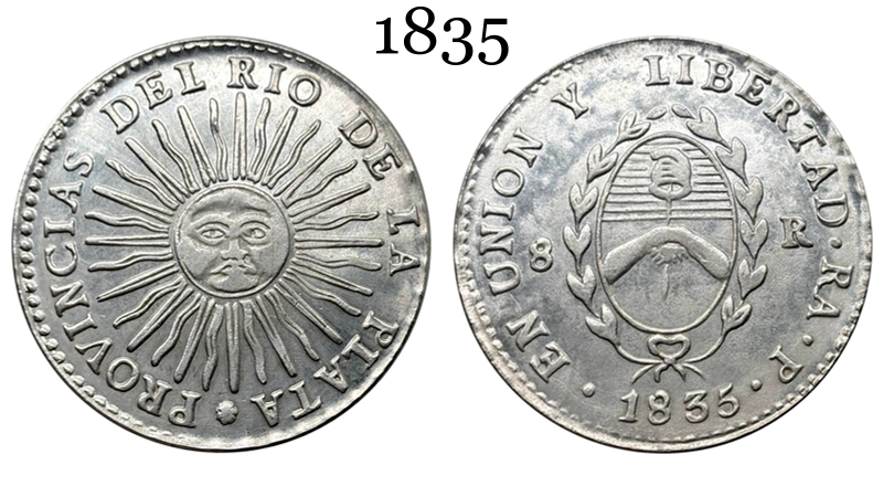 Argentina 1826 1827 1831 1835 1836 8 Reales Provincias del Rio de la Silver Plated Metal  Replica Coin Commemorative Medal,Historical Collectible Art Craft For Enthusiasts