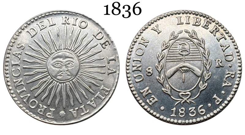 Argentina 1826 1827 1831 1835 1836 8 Reales Provincias del Rio de la Silver Plated Metal  Replica Coin Commemorative Medal,Historical Collectible Art Craft For Enthusiasts
