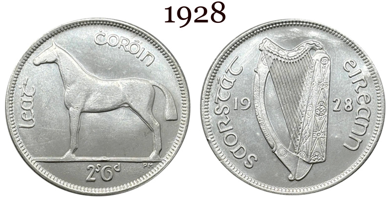 Ireland 1928 1930 1931 1933 1934 1937 Half Crown 2 Shillings 6 Pence Silver Plated Metal Replica Coin Commemorative Medal,Historical Collectible Art Craft For Enthusiasts