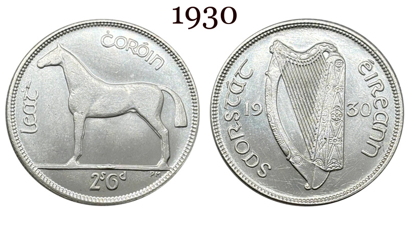 Ireland 1928 1930 1931 1933 1934 1937 Half Crown 2 Shillings 6 Pence Silver Plated Metal Replica Coin Commemorative Medal,Historical Collectible Art Craft For Enthusiasts