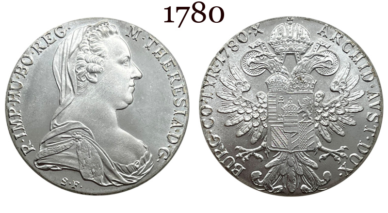 Austria Habsburg 1780 SF 1 One Thaler Maria Theresia Silver Plated Metal Replica Coin Commemorative Medal,Historical Collectible Art Craft For Enthusiasts
