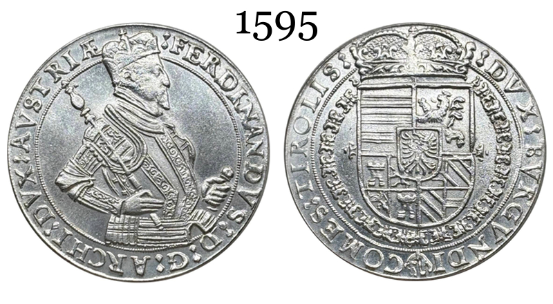 Austrian States 1577 - 1595 1 Thaler Ferdinand II Hall Silver Plated Metal Replica Coin Commemorative Medal,Historical Collectible Art Craft For Enthusiasts