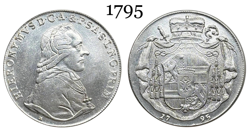 Austrian States 1795 1 Thaler Hieronymus Von Colloredo Silver Plated Metal Replica Coin Commemorative Medal,Historical Collectible Art Craft For Enthusiasts