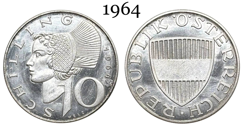 Austria 1958 1964 10 Schilling Republic Silver Plated Metal Replica Coin Commemorative Medal,Historical Collectible Art Craft For Enthusiasts