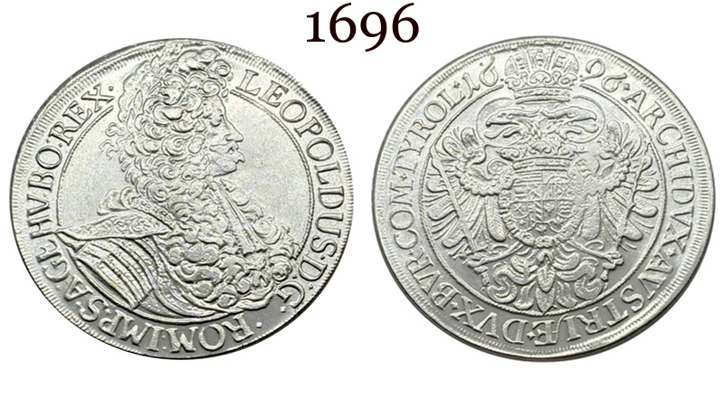 Austrian Empire 1695 1696 1698 One 1 Thaler Leopold I Silver Plated Metal Replica Coin Commemorative Medal,Historical Collectible Art Craft For Enthusiasts