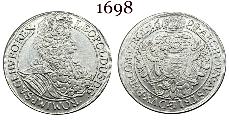 Austrian Empire 1695 1696 1698 One 1 Thaler Leopold I Silver Plated Metal Replica Coin Commemorative Medal,Historical Collectible Art Craft For Enthusiasts