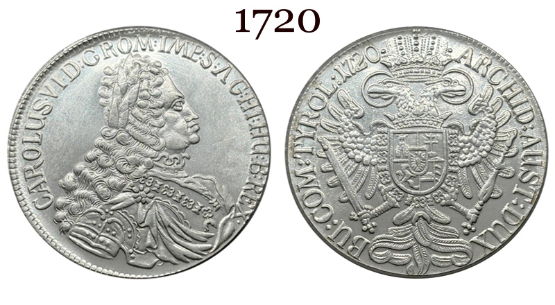 Austrian Empire One 1 Thaler 1719 1720 1721 1724 1725 1730 1734 Charles VI Hall Silver Plated Metal Replica Coin Commemorative Medal,Historical Collectible Art Craft For Enthusiasts