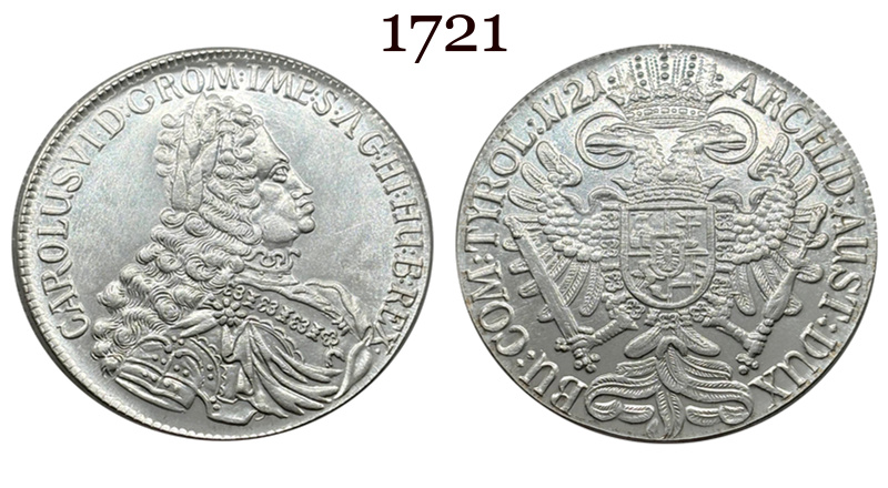Austrian Empire One 1 Thaler 1719 1720 1721 1724 1725 1730 1734 Charles VI Hall Silver Plated Metal Replica Coin Commemorative Medal,Historical Collectible Art Craft For Enthusiasts