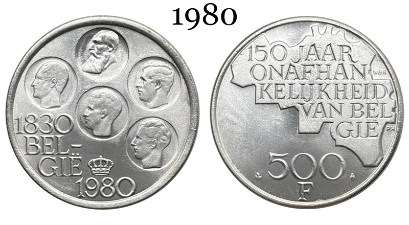 Belgium 1830 1980 500 Francs Baudouin I Dutch Text Independence Silver Plated Metal Replica Coin Commemorative Medal,Historical Collectible Art Craft For Enthusiasts