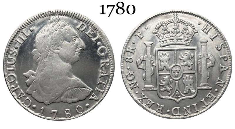 Mexico Peru 1780 1805 8 Reales Charles III IIII Colonial Milled Coinage Silver Plated Metal Replica Coin Commemorative Medal,Historical Collectible Art Craft For Enthusiasts