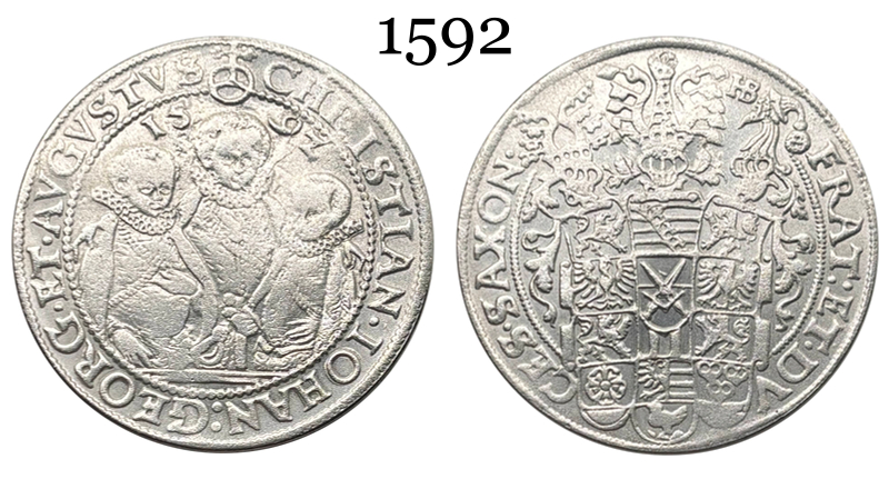 German States 1592 1 Thaler Christian II John George Augustus Three Brothers Thaler Silver Plated Metal Replica Coin Commemorative Medal,Historical Collectible Art Craft For Enthusiasts