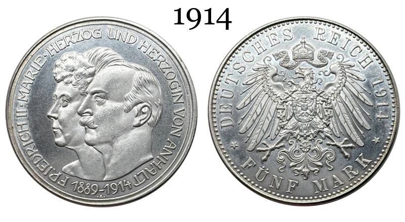 German States 1889 1914 5 Mark Frederick II Wedding Silver Plated Replica Coin Commemorative Medal,Historical Collectible Art Craft For Enthusiasts